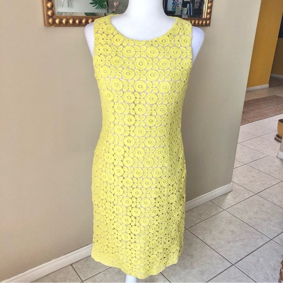 Anthropologie Muse Yellow Embroidered Crochet Dress - Picture 1 of 7